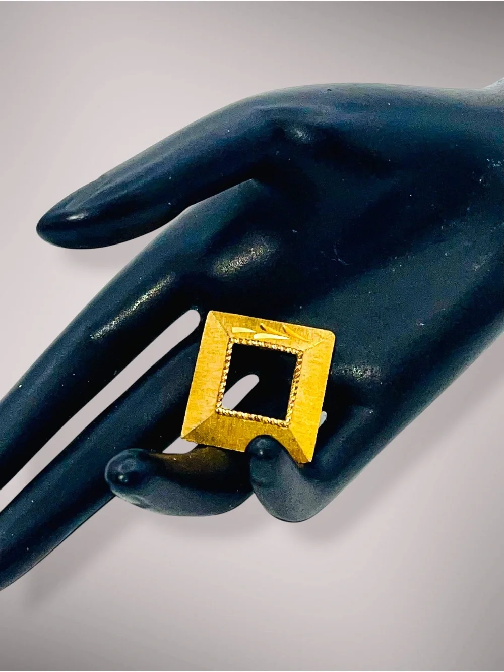 Vintage Mamselle Signed Gold Tone Open Square Geometric Frame Brooch
